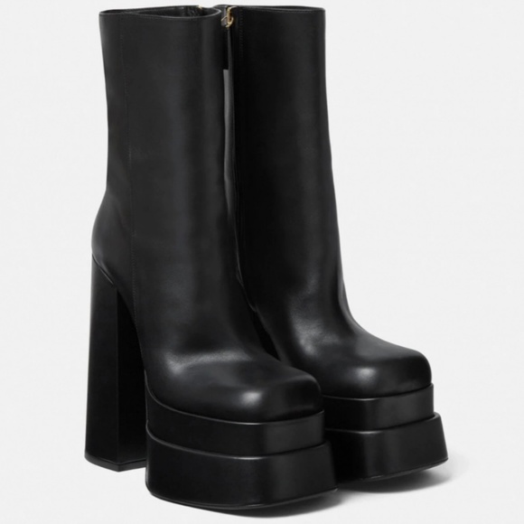 VERSACE Intrico leather platform ankle boots - Picture 3 of 6